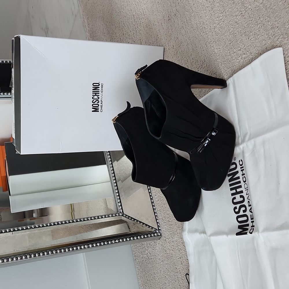 Moschino Black Suede Booties